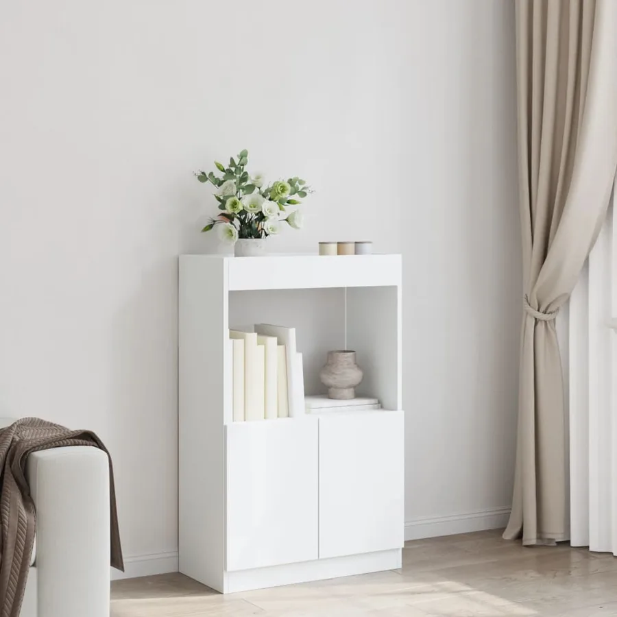 Buffet haut blanc 63x33x100 cm bois d'ingénierie - 3