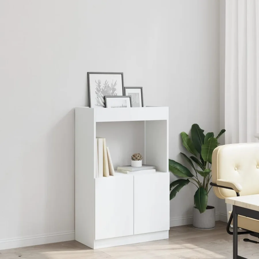 Buffet haut blanc 63x33x100 cm bois d'ingénierie - 4