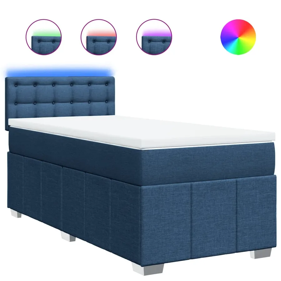 Sommier à lattes de lit avec matelas Bleu 100x200 cm Tissu - 2