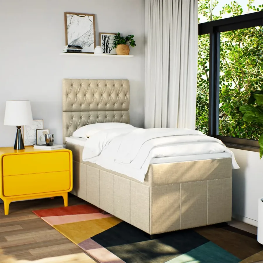 Sommier à lattes de lit avec matelas Crème 80x200 cm Tissu - 3