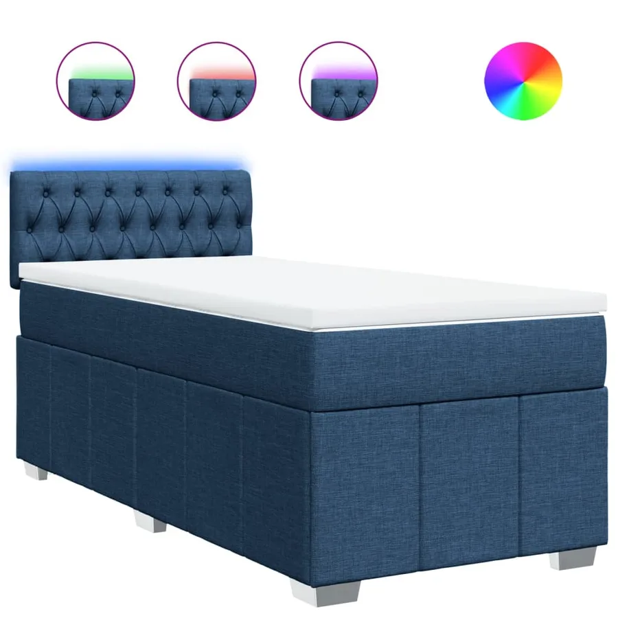 Sommier à lattes de lit avec matelas Bleu 100x200 cm Tissu - 2