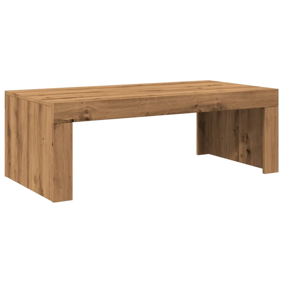 Table basse chêne artisanal 102x50x35 cm bois d'ingénierie - 2