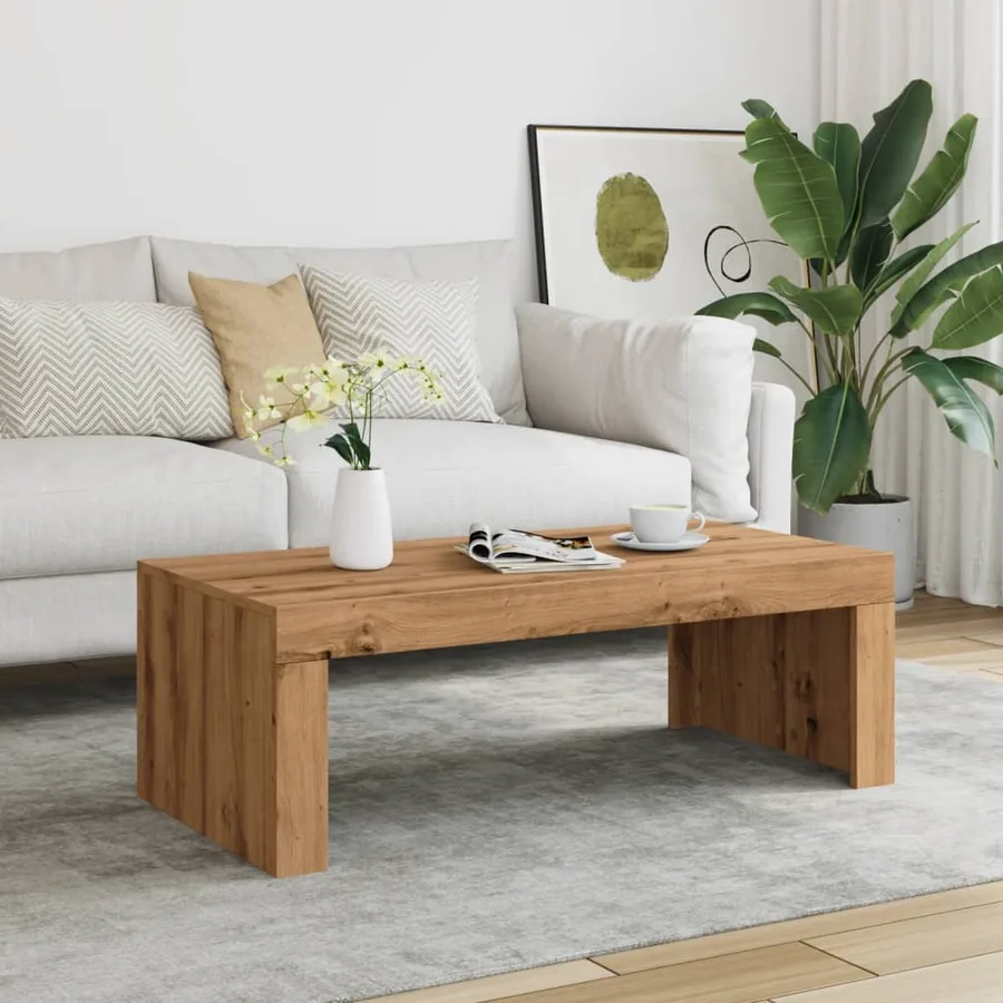 Table basse chêne artisanal 102x50x35 cm bois d'ingénierie - 3