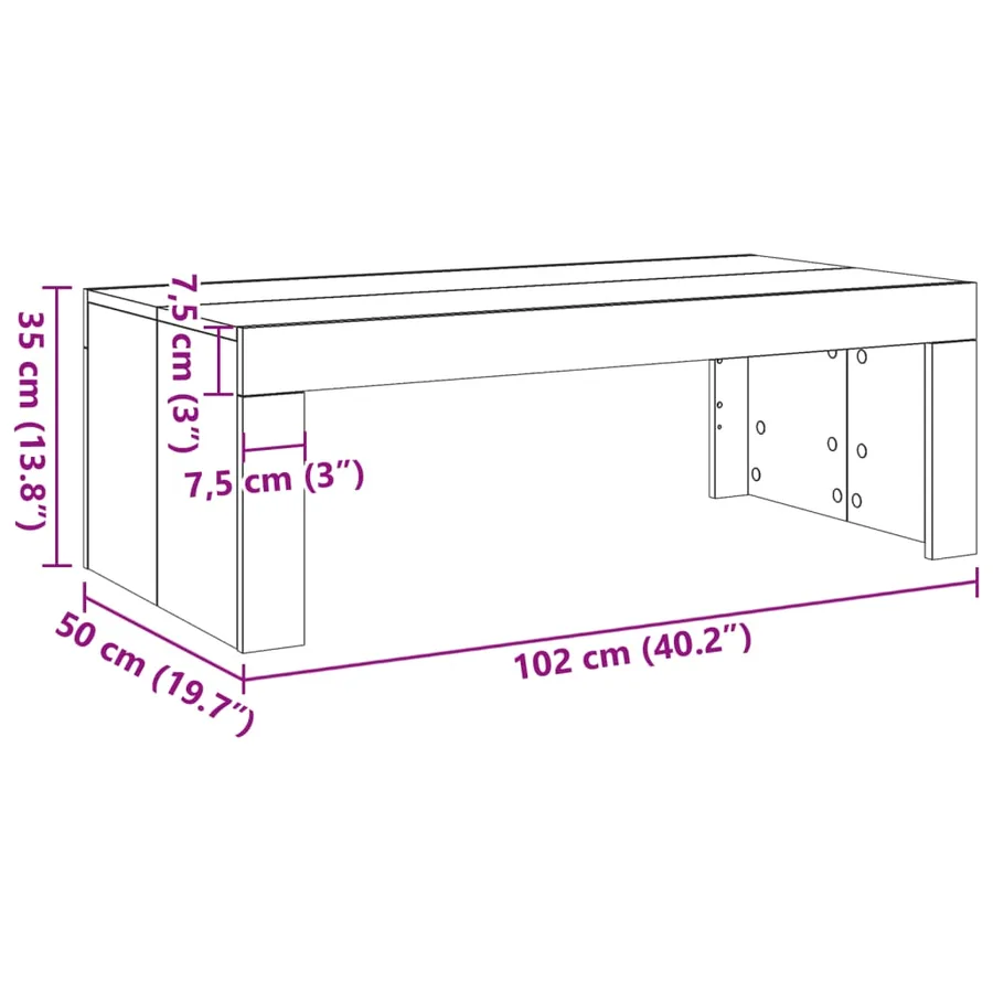 Table basse chêne artisanal 102x50x35 cm bois d'ingénierie - 9