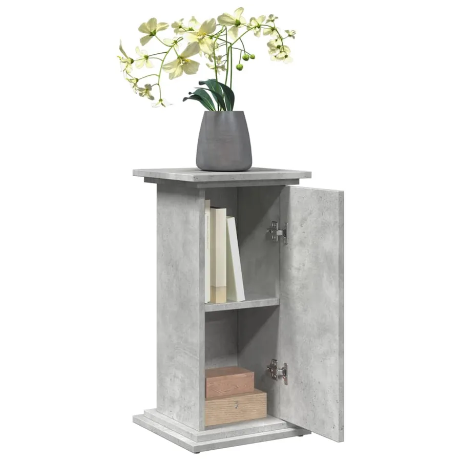 Piédestal avec rangement gris béton 31x30x60 cm bois ingénierie - 4
