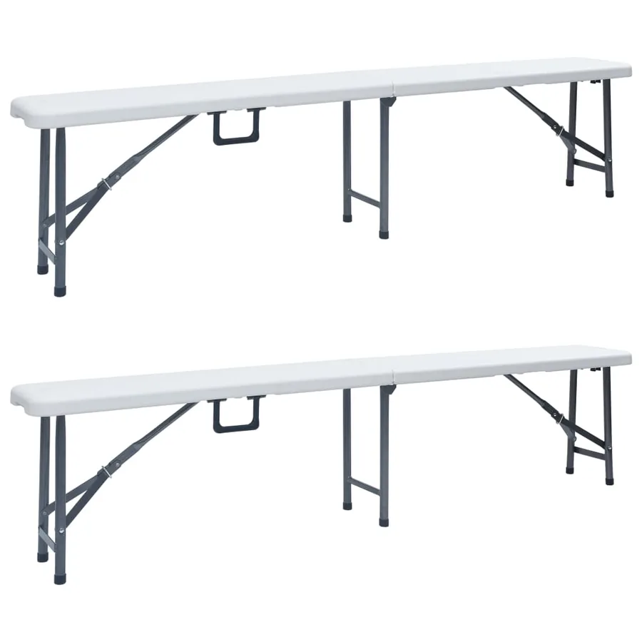 Bancs de jardin pliables lot de 2 180 cm PEHD Blanc