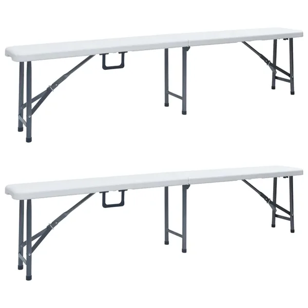 Bancs de jardin pliables lot de 2 180 cm PEHD Blanc