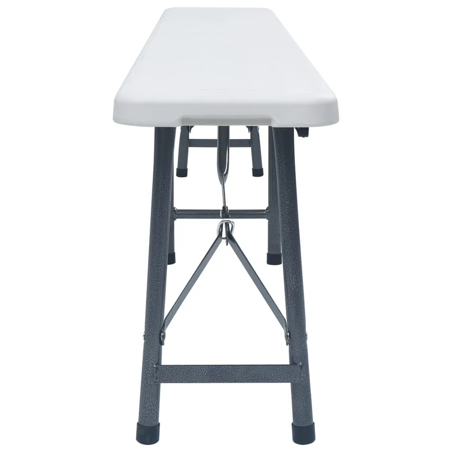 Bancs de jardin pliables lot de 2 180 cm PEHD Blanc - 3