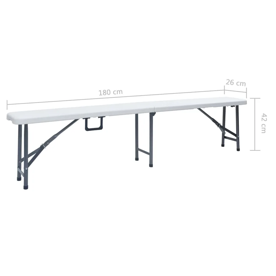 Bancs de jardin pliables lot de 2 180 cm PEHD Blanc - 8
