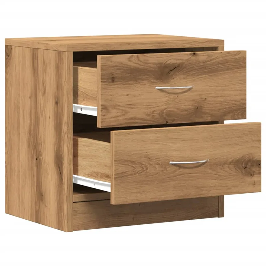 Tables de chevet 2 pcs chêne artisanal bois d'ingénierie - 5