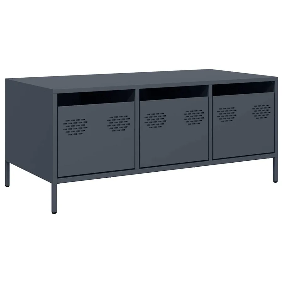 Table basse anthracite 101,5x50x43,5 cm acier laminé à froid - 2