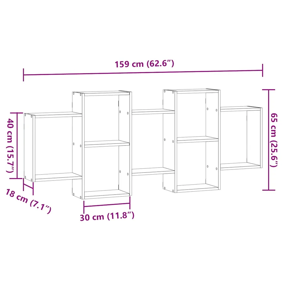 Étagère murale sonoma gris 159x18x65 cm bois d'ingénierie - 10