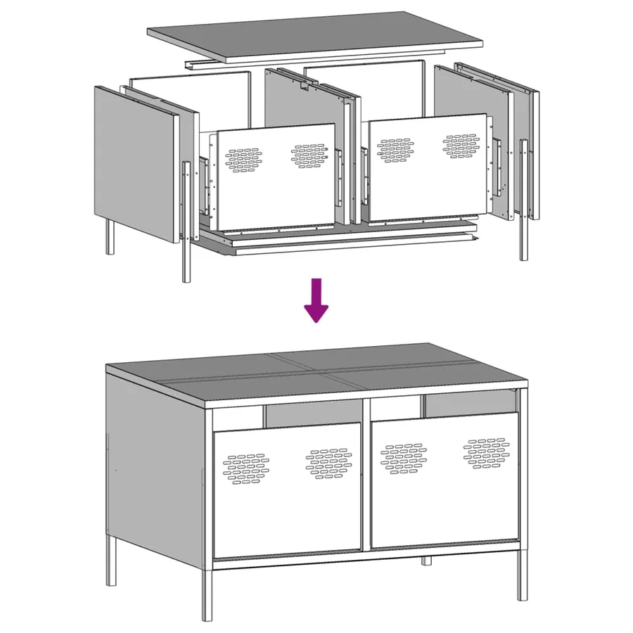 Meuble TV rose 68x50x43,5 cm acier laminé à froid - 12