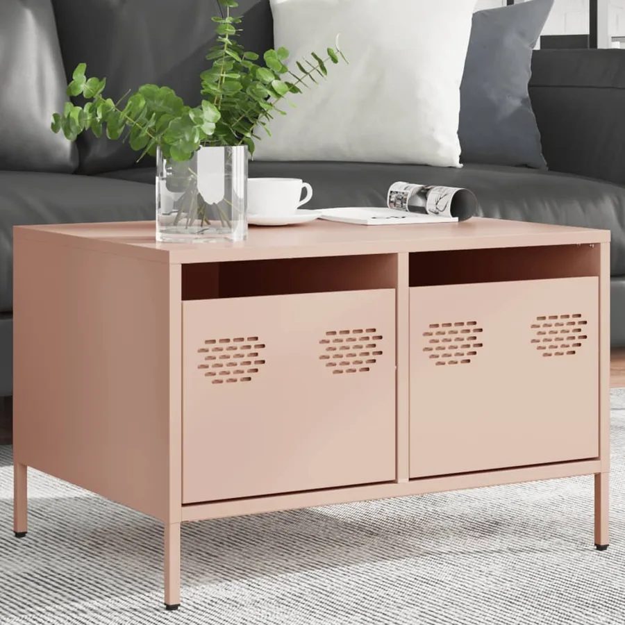 Meuble TV rose 68x50x43,5 cm acier laminé à froid - 3