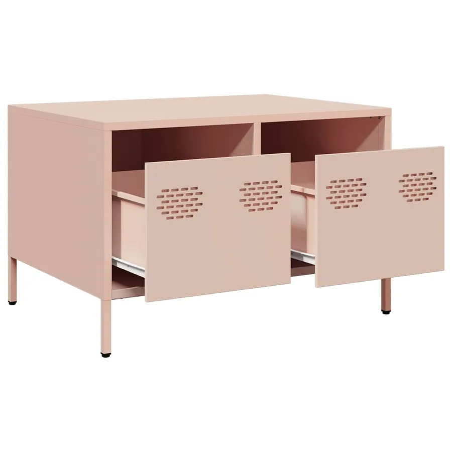 Meuble TV rose 68x50x43,5 cm acier laminé à froid - 5