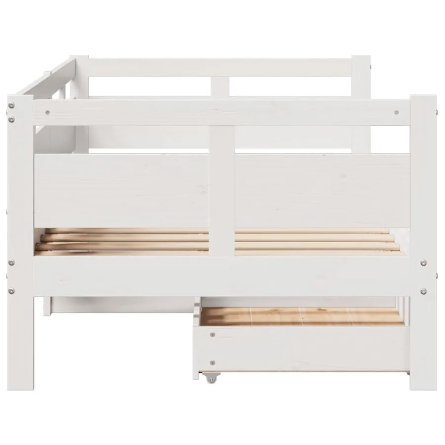 Lit de jour et tiroirs sans matelas blanc 90x190 cm bois massif - 5