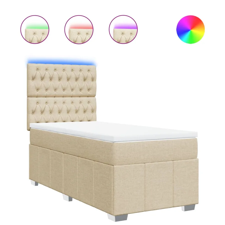 Sommier à lattes de lit avec matelas Crème 100x200 cm Tissu - 2