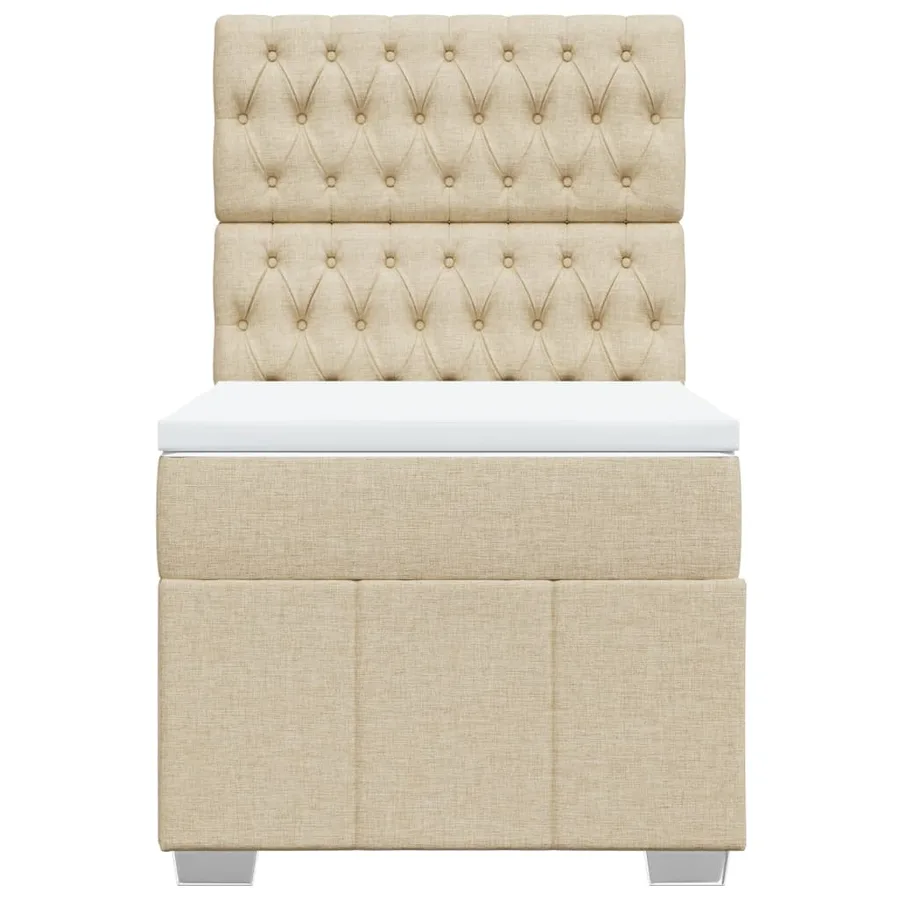 Sommier à lattes de lit avec matelas Crème 100x200 cm Tissu - 6
