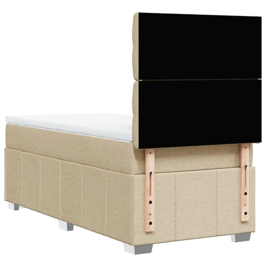 Sommier à lattes de lit avec matelas Crème 100x200 cm Tissu - 8
