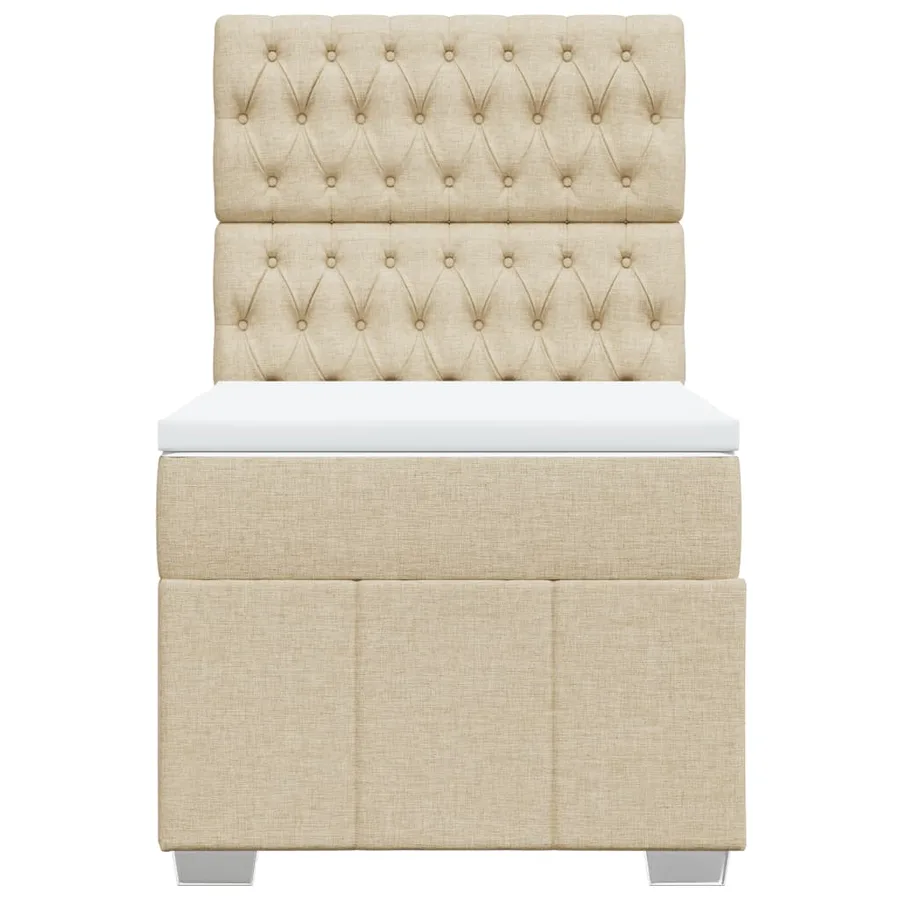 Sommier à lattes de lit avec matelas Crème 100x200 cm Tissu - 4