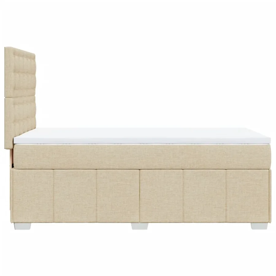 Sommier à lattes de lit avec matelas Crème 100x200 cm Tissu - 7