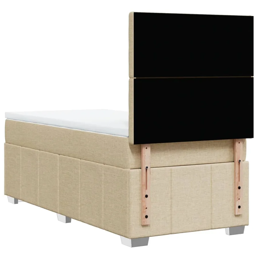 Sommier à lattes de lit avec matelas Crème 100x200 cm Tissu - 8