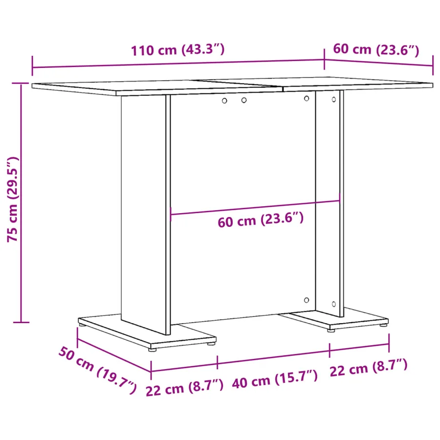 Table à manger vieux bois 110 x 60 x 75 cm bois ingénierie - 10