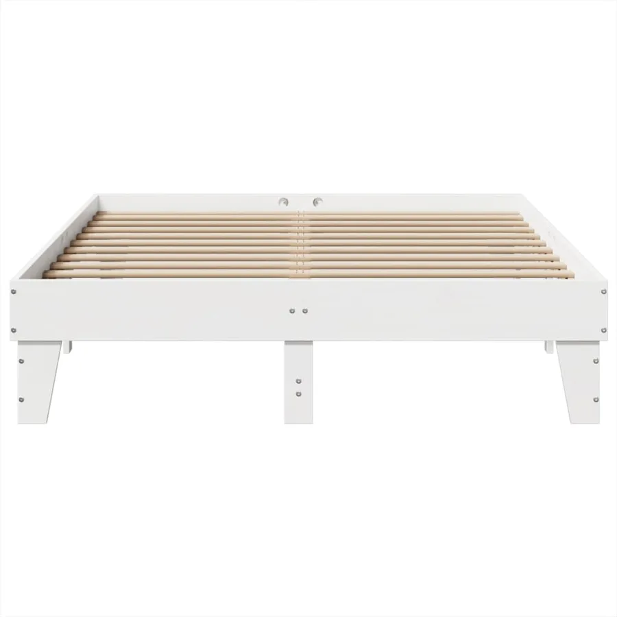 Cadre de lit sans matelas blanc 150x200 cm bois de pin massif - 4