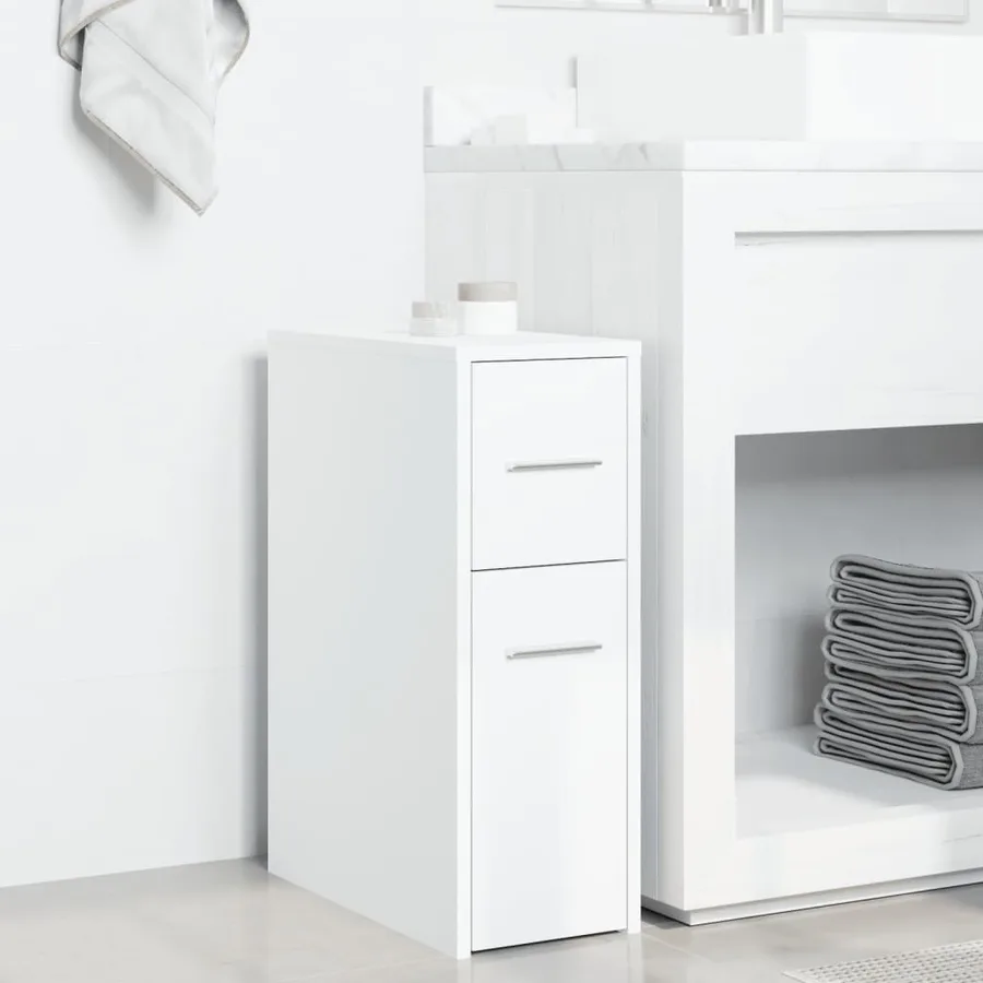 Armoire de salle de bain étroite avec roulettes blanc - 3