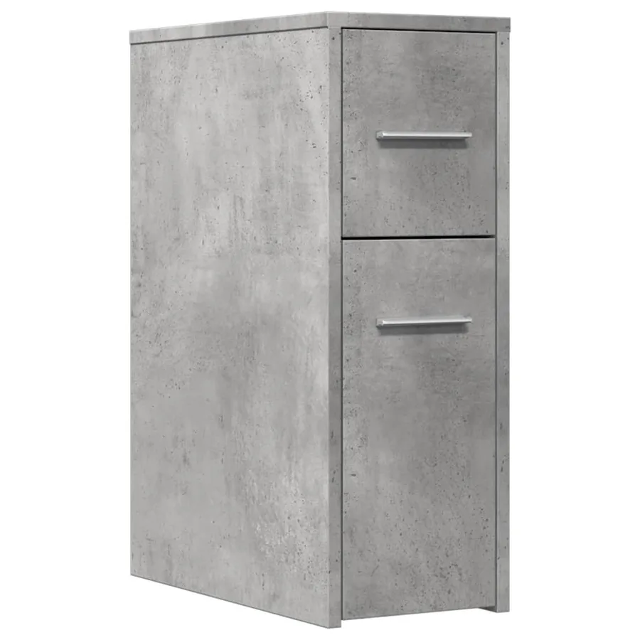 Armoire de salle de bain étroite avec roulettes gris béton - 2