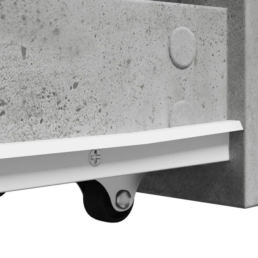 Armoire de salle de bain étroite avec roulettes gris béton - 8