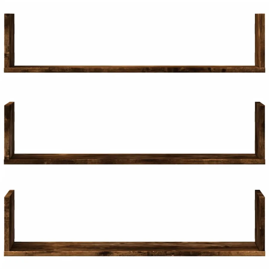 Étagères murales 3 pcs chêne fumé 80x18x18 cm bois d'ingénierie - 4