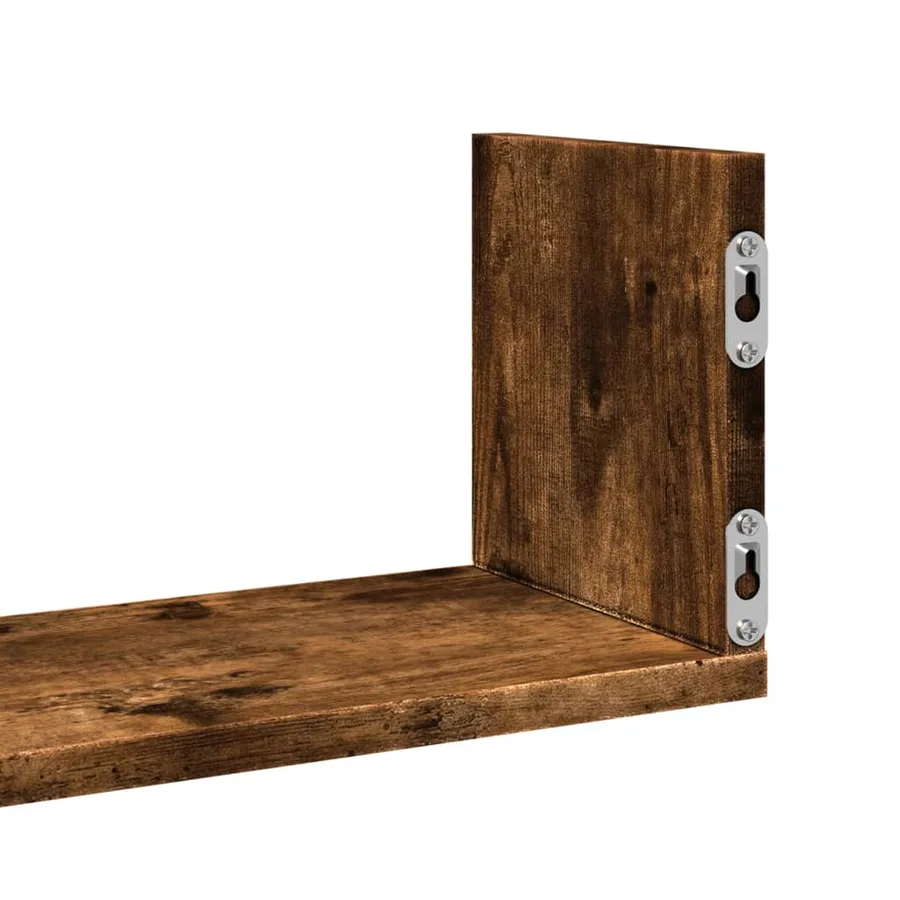 Étagères murales 3 pcs chêne fumé 80x18x18 cm bois d'ingénierie - 8