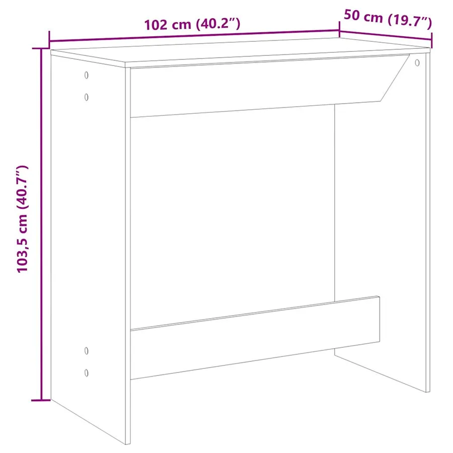 Table de bar sonoma gris 102x50x103,5 cm bois d'ingénierie - 9