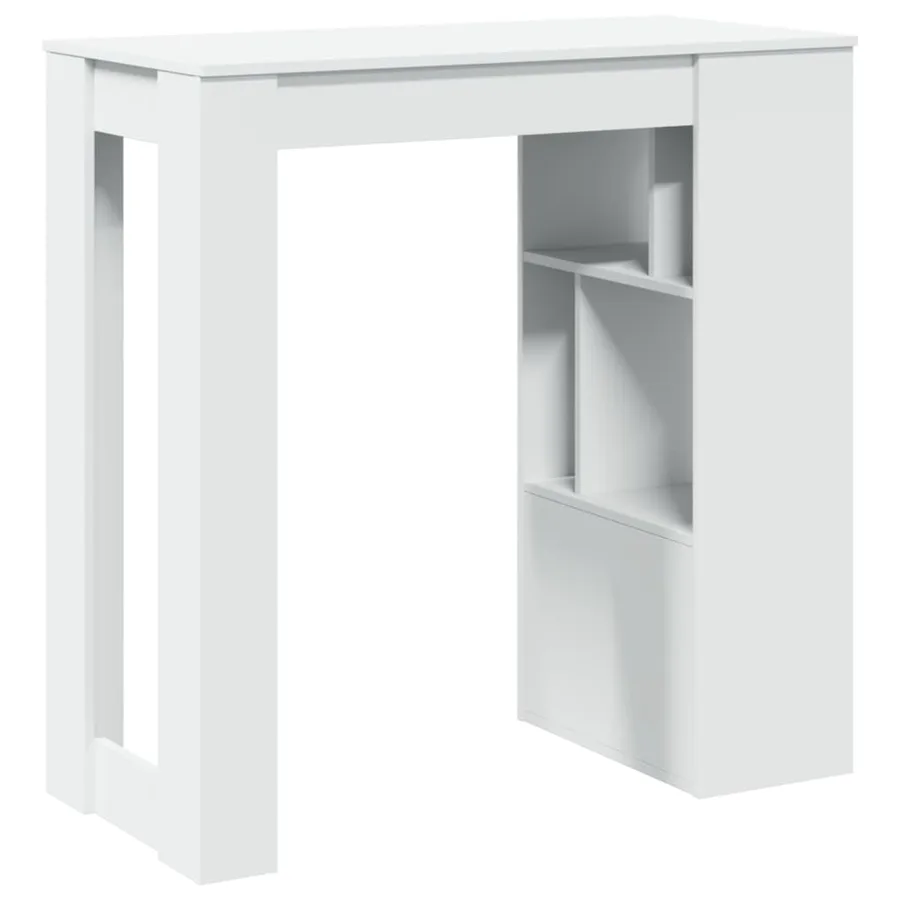 Table de bar avec étagères blanc bois d'ingénierie - 6