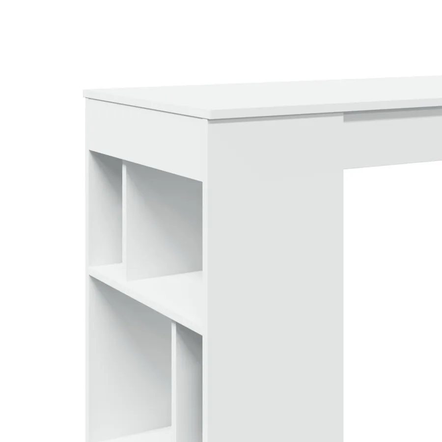 Table de bar avec étagères blanc bois d'ingénierie - 7