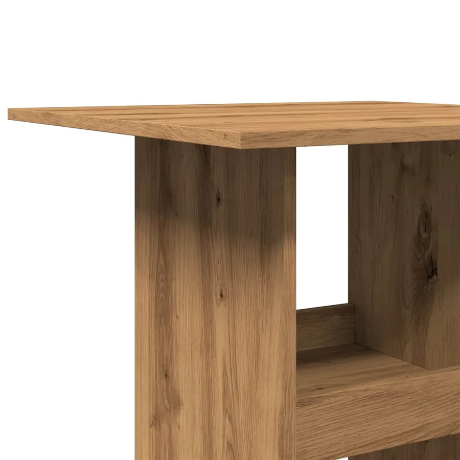 Table de bar avec rangement chêne artisanal bois d’ingénierie - 7