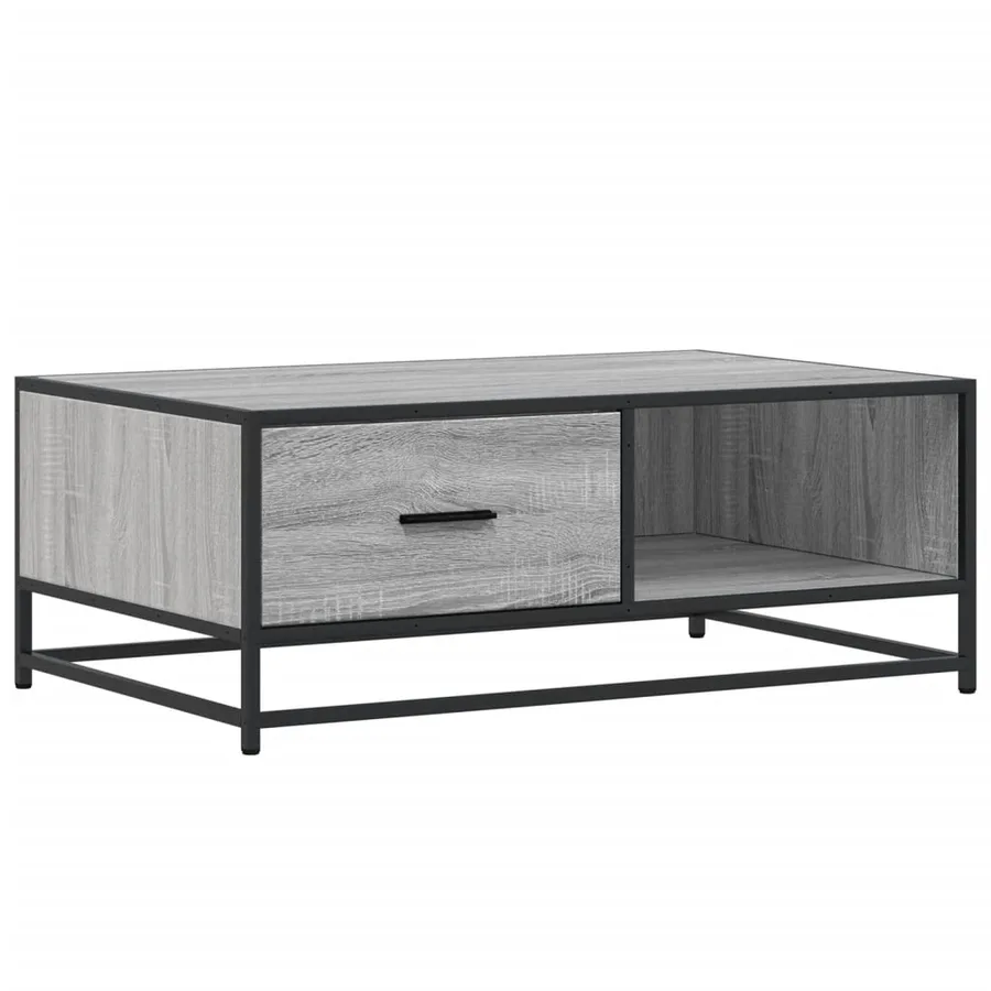 Table basse sonoma gris 90x57x35 cm bois d'ingénierie et métal - 2