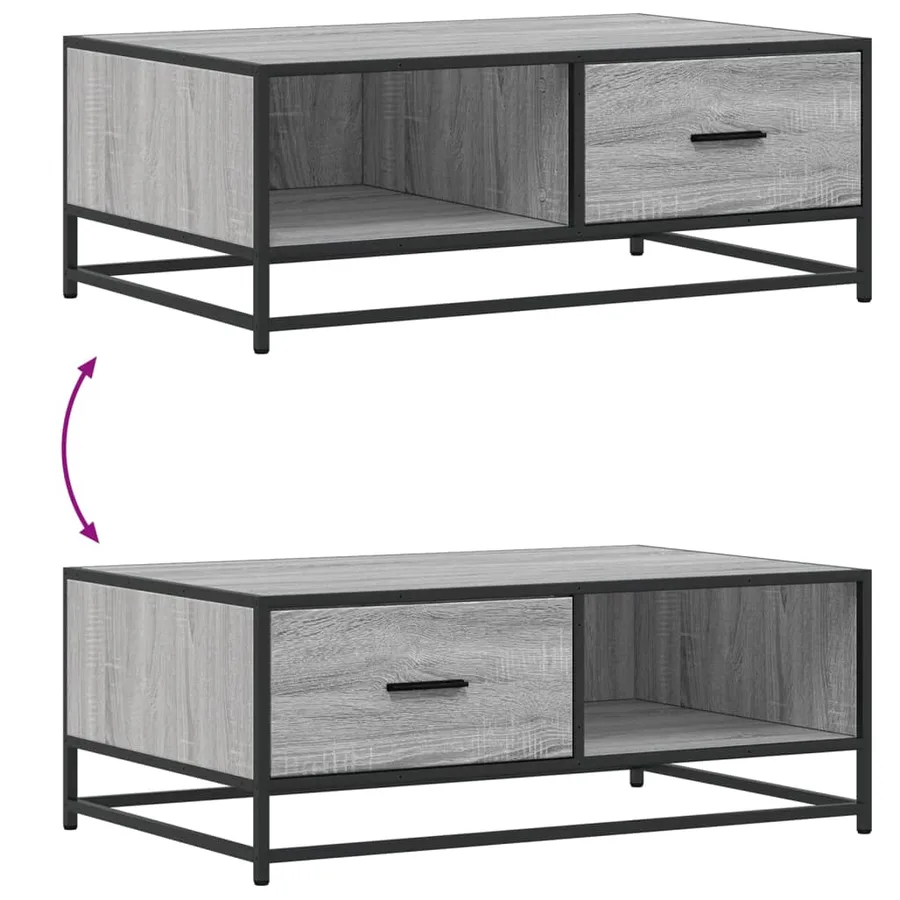 Table basse sonoma gris 90x57x35 cm bois d'ingénierie et métal - 9