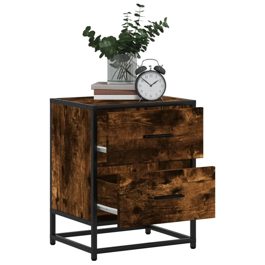 Table de chevet chêne fumé 40x31x50 cm bois d'ingénierie - 4