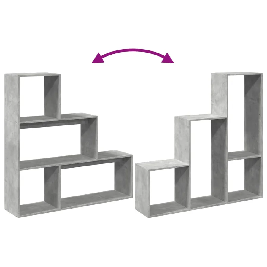 Étagère séparatrice de pièce 3 niveaux gris béton 123x29x123 cm - 8