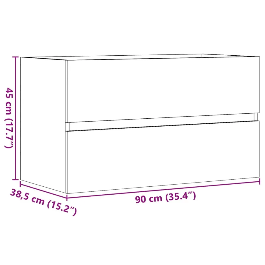 Armoire d'évier Gris béton 90x38,5x45 cm Aggloméré - 11