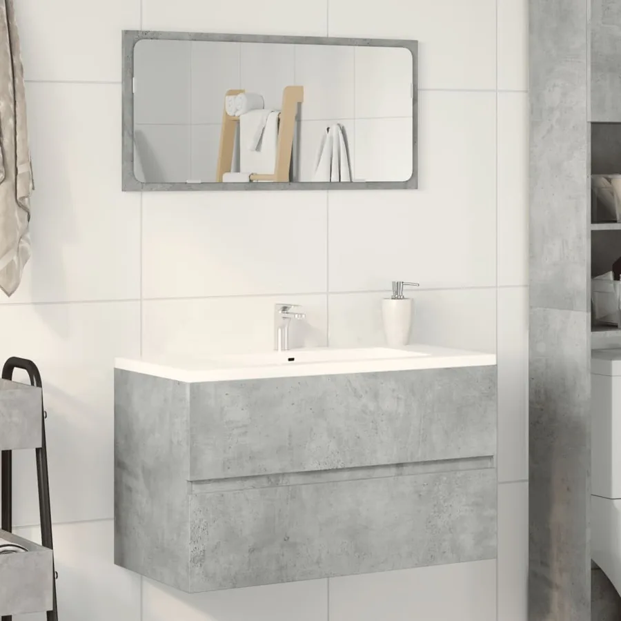 Armoire d'évier Gris béton 90x38,5x45 cm Aggloméré - 3