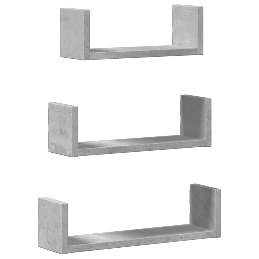 Étagères murales 3 pcs gris béton bois d'ingénierie - 2