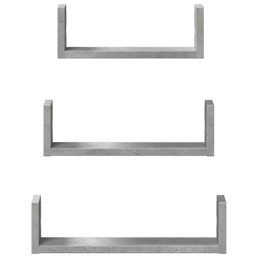 Étagères murales 3 pcs gris béton bois d'ingénierie - 4
