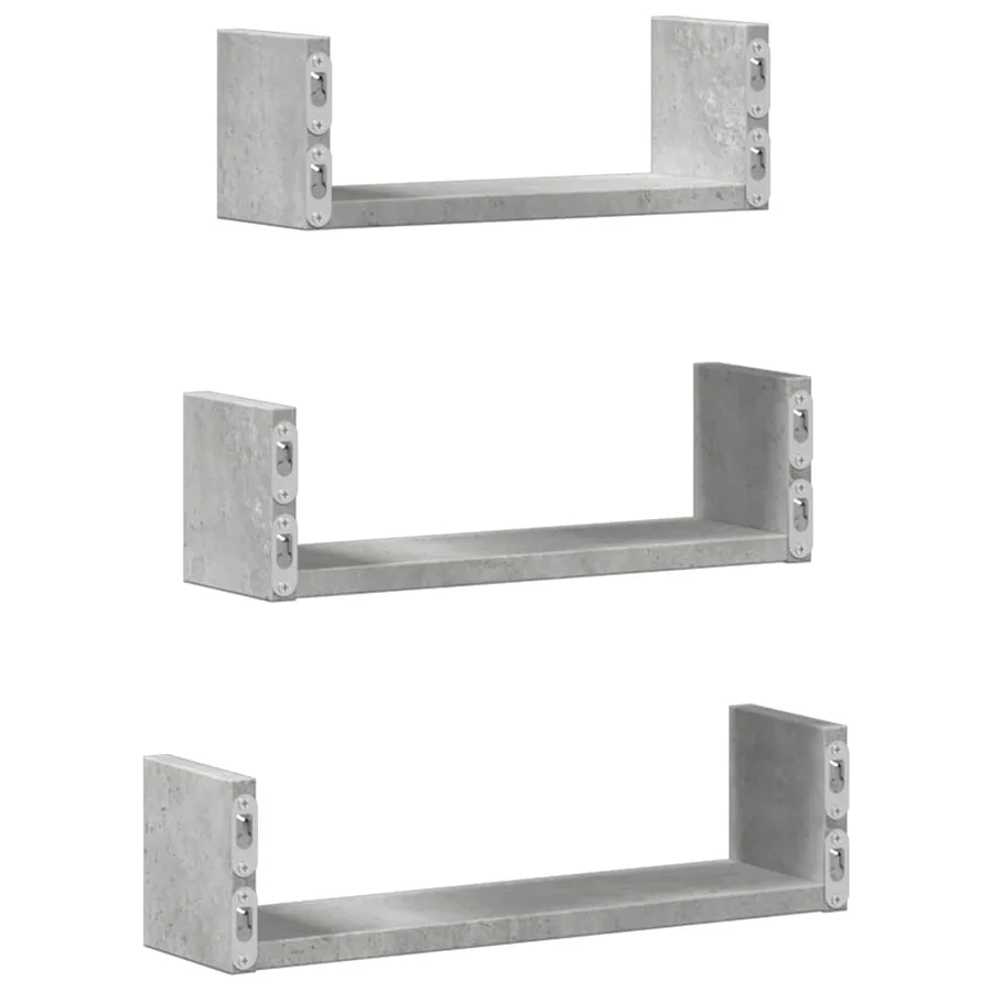Étagères murales 3 pcs gris béton bois d'ingénierie - 6