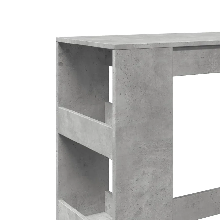 Table de bar avec étagères gris béton bois d'ingénierie - 7