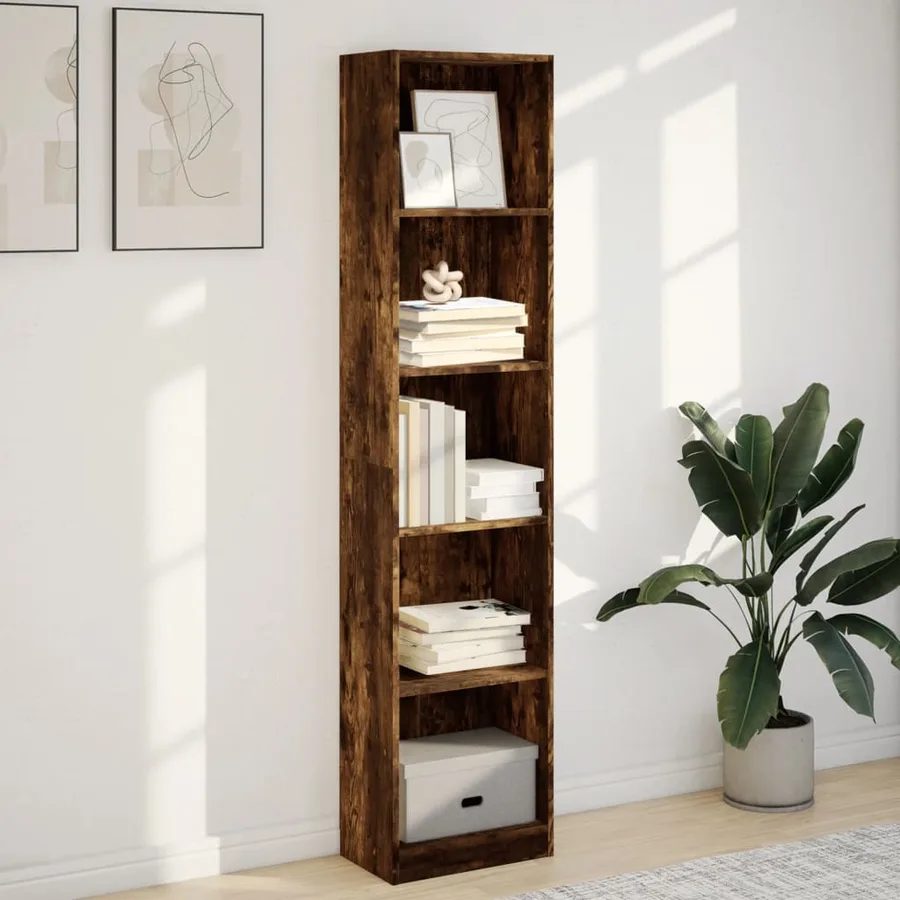 Bibliothèque chêne fumé 40x24x176 cm bois d'ingénierie - 3