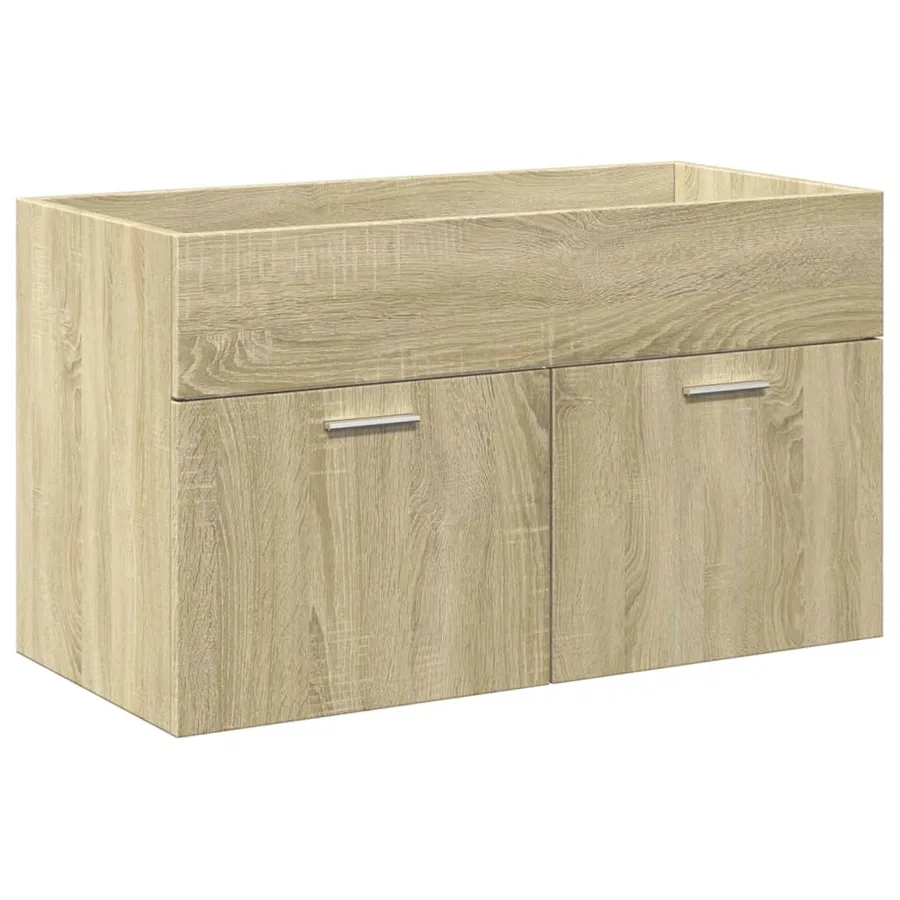 Armoire lavabo de salle de bain et bassin intégré chêne sonoma - 8
