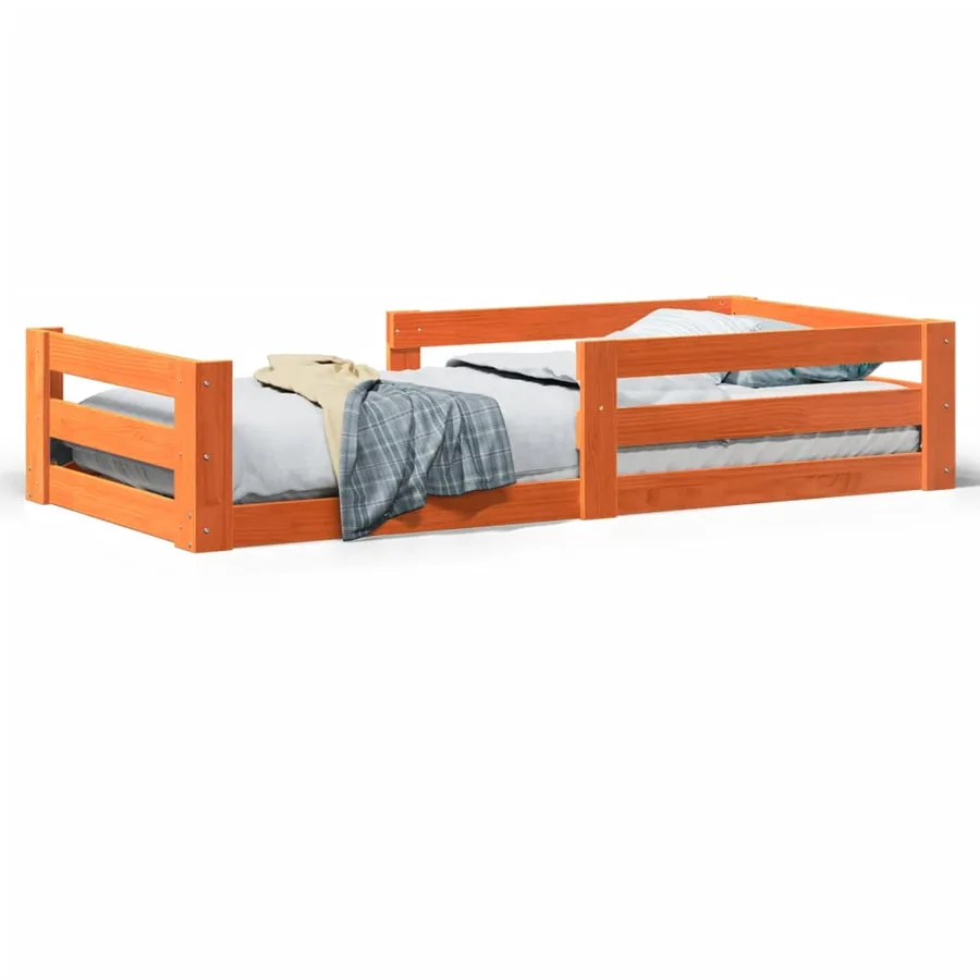 Cadre de lit sans matelas cire marron 70x140 cm bois pin massif - 2